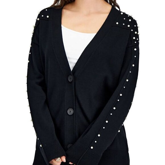INC International Concepts Sweaters - Inc International Concepts Inc Women's Imitation-Pearl Studded Cardigan Size XL